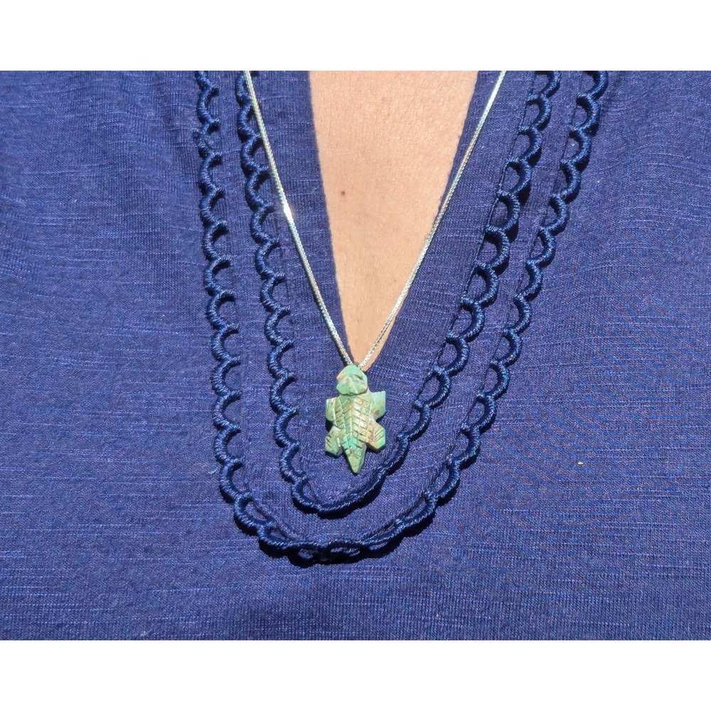 Authentic‎ Navajo Necklace Green Turquoise Turtle Native American Jewelry **
